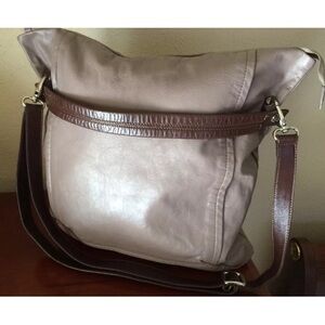 Arcadia leather taupe hobo bag